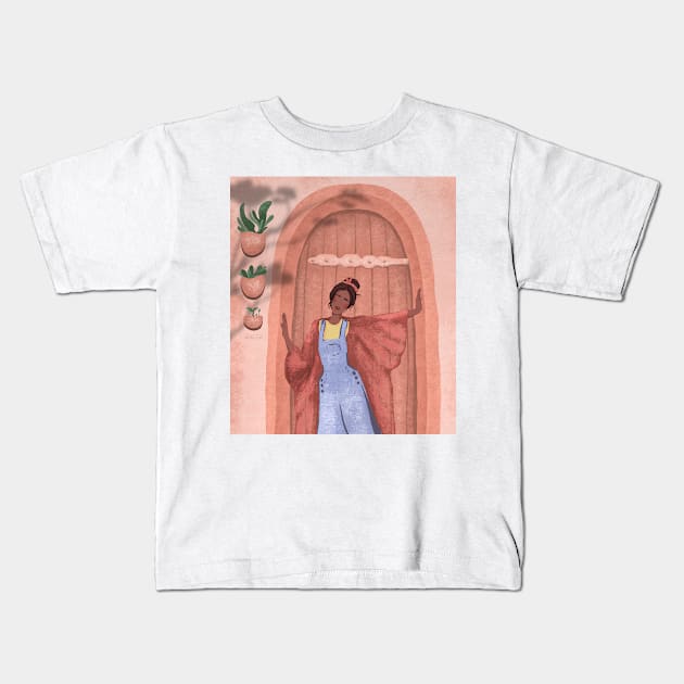 Cute girl Kids T-Shirt by valentyna mohylei